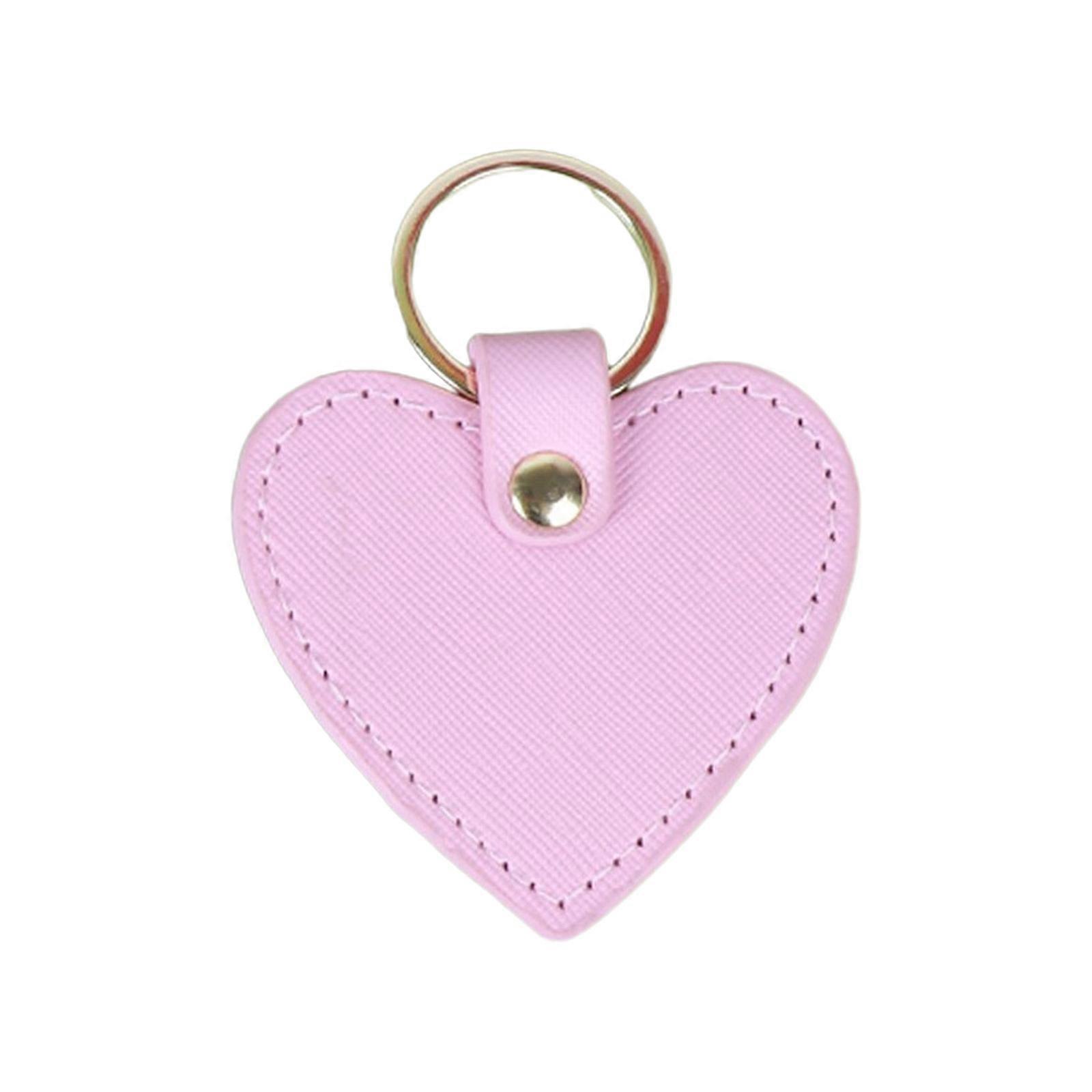 Portable Keychain with Heart Shaped Pendant PU Leather Keyring Accessory Suitable for Various Uses  Pink