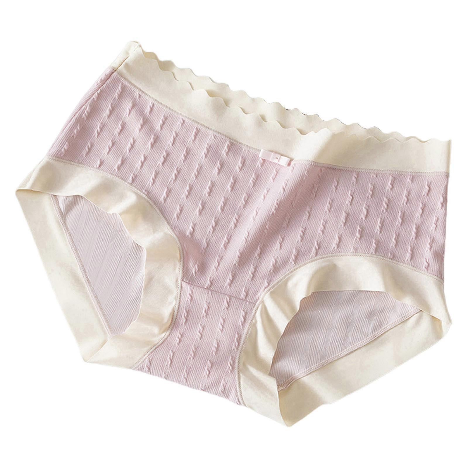 Kadın Bowknot Taraklı Orta Bel Külot Külot Colorblock Jakarlı Pamuk Streç Külot Gösteri Yok Külot İç Çamaşırı Pembe XL