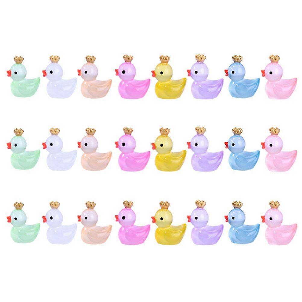 24Pcs Desktop Duck Figurine Resin Craft Duck Statue Glow In the Dark Tiny Ducks Statues Mini Decors