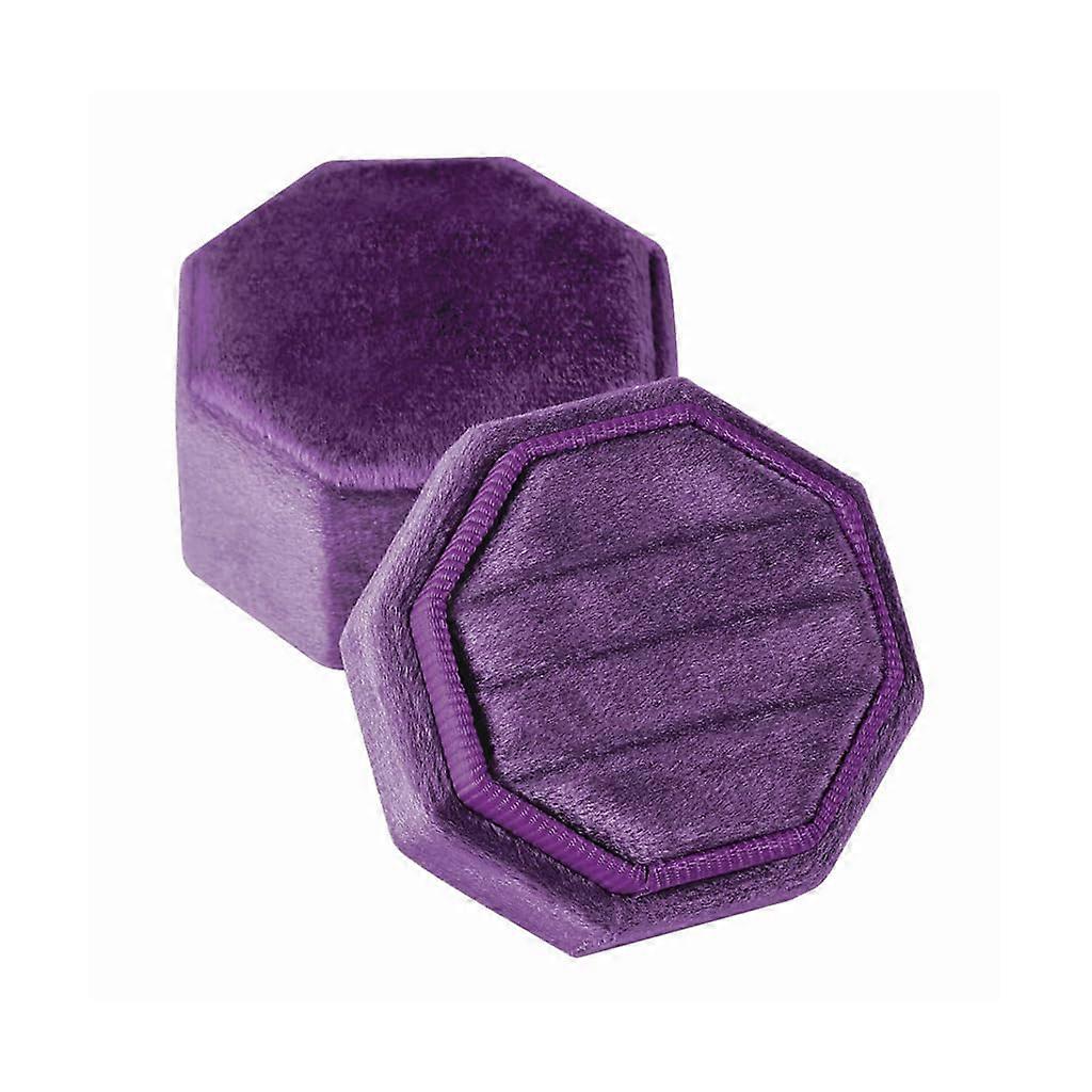 Velvet Octagon Shape Triple Slot Chic Ring Box for Proposal Engagement