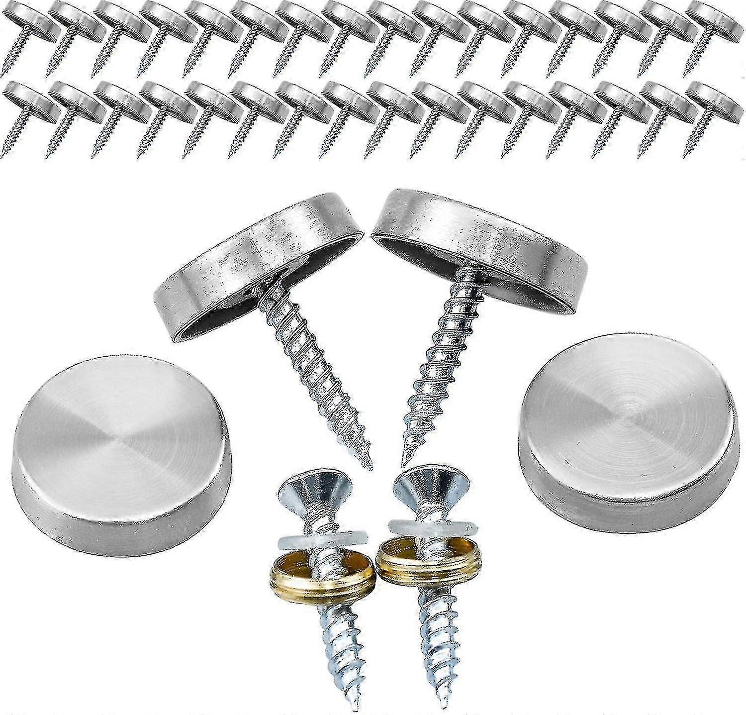 32pcs Glass & Wall Mounting Panel Mirror Screws with Cover Nails