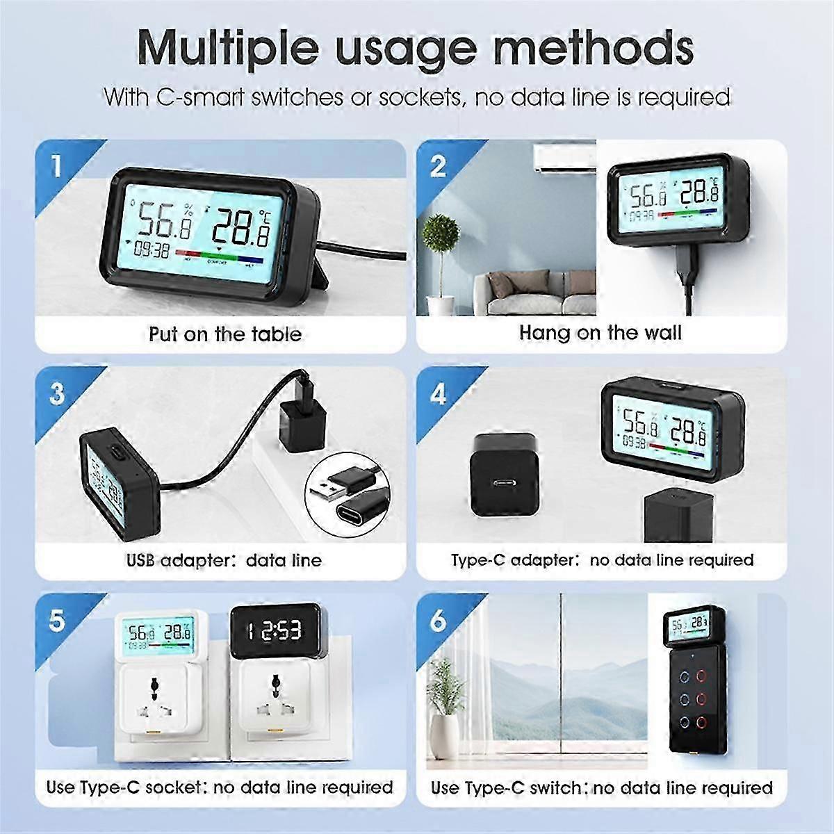 Tuya Smart WiFi Temperature and Humidity Sensor Wireless Thermometer Hygrometer with LCD Home Remot