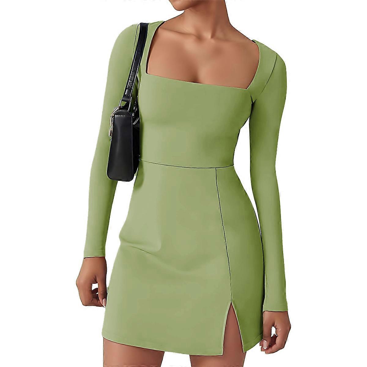 Robe corsage col carré vert L