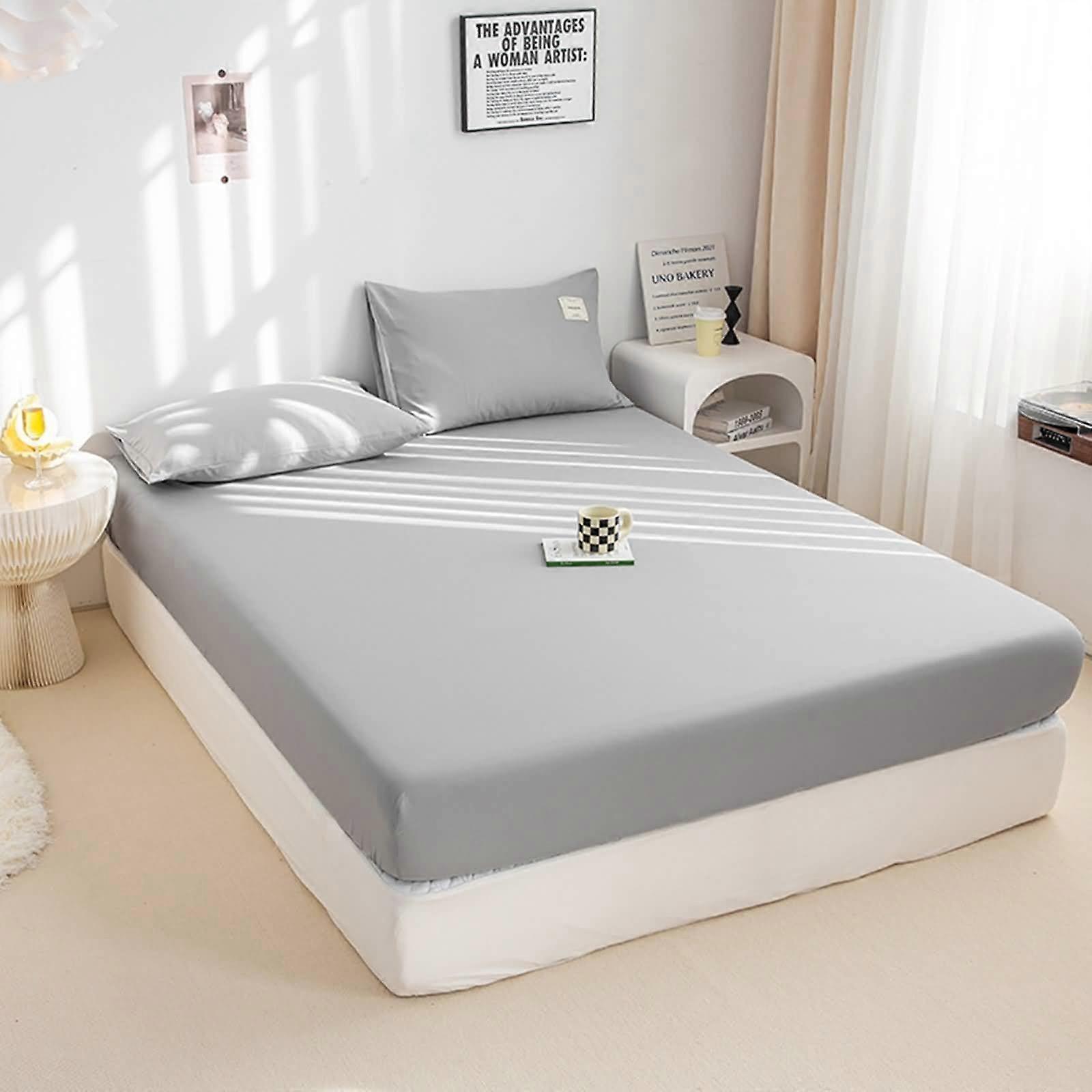 Solid Light Grey Fitted for Sheet Dorm 120x200cm