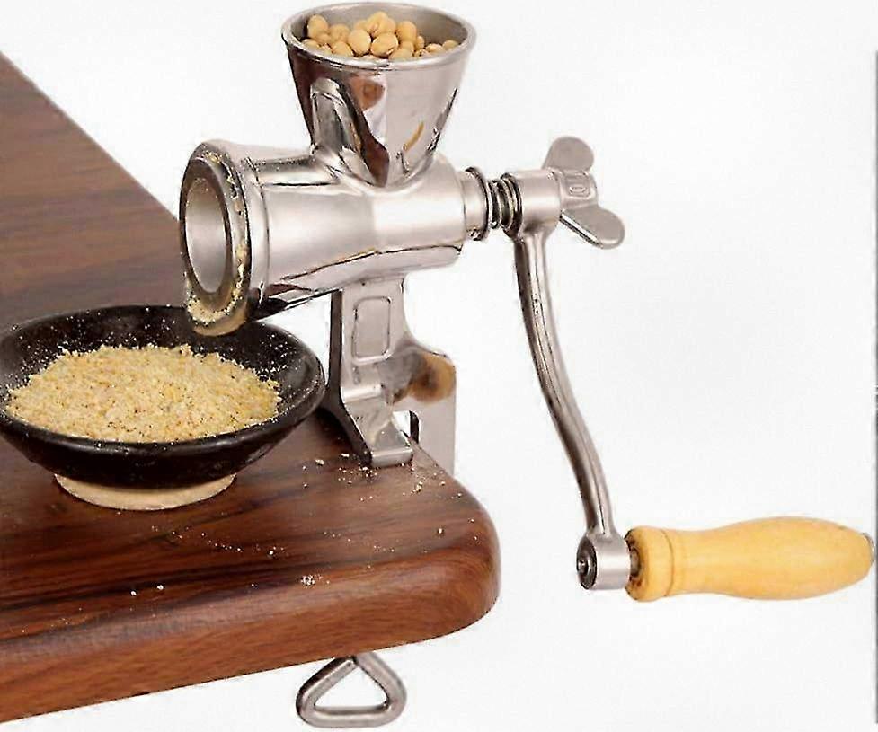 Manual Stainless Steel Grain Grinder with Wooden Handle, Table Clip Design for Corn Coffee Beans, Durable Kitchen Tool for Home Use