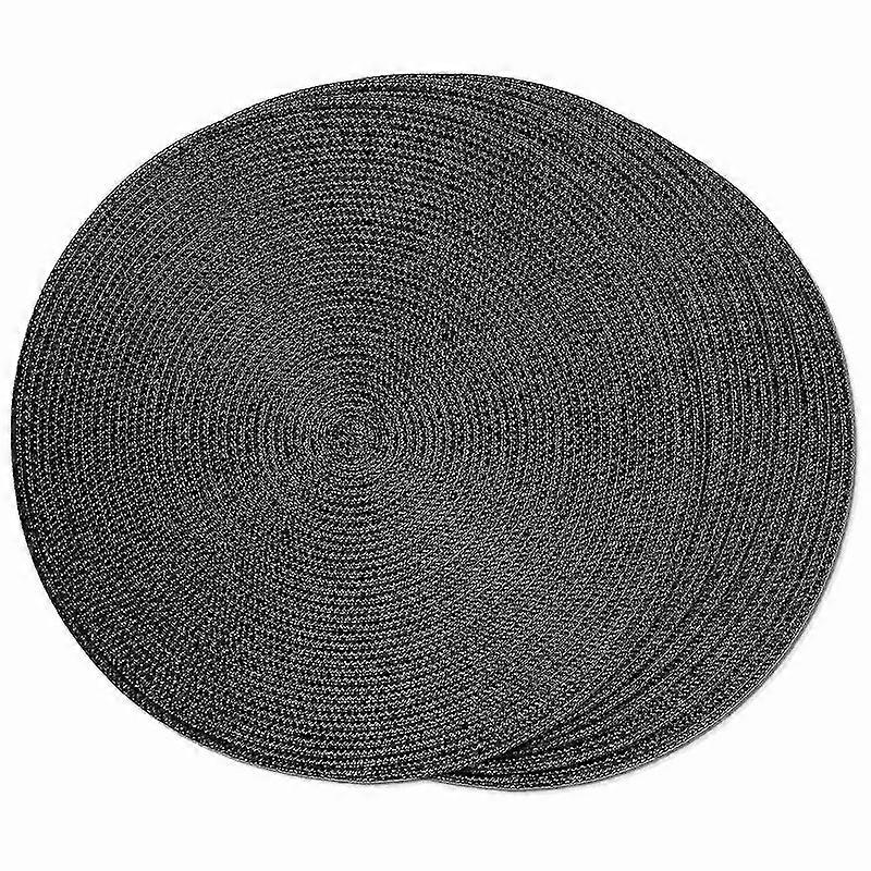 Round Braided Placemats Set Of 6 Table Mats For Dining Tables Woven Washable Non-slip Place Mats 15 E--