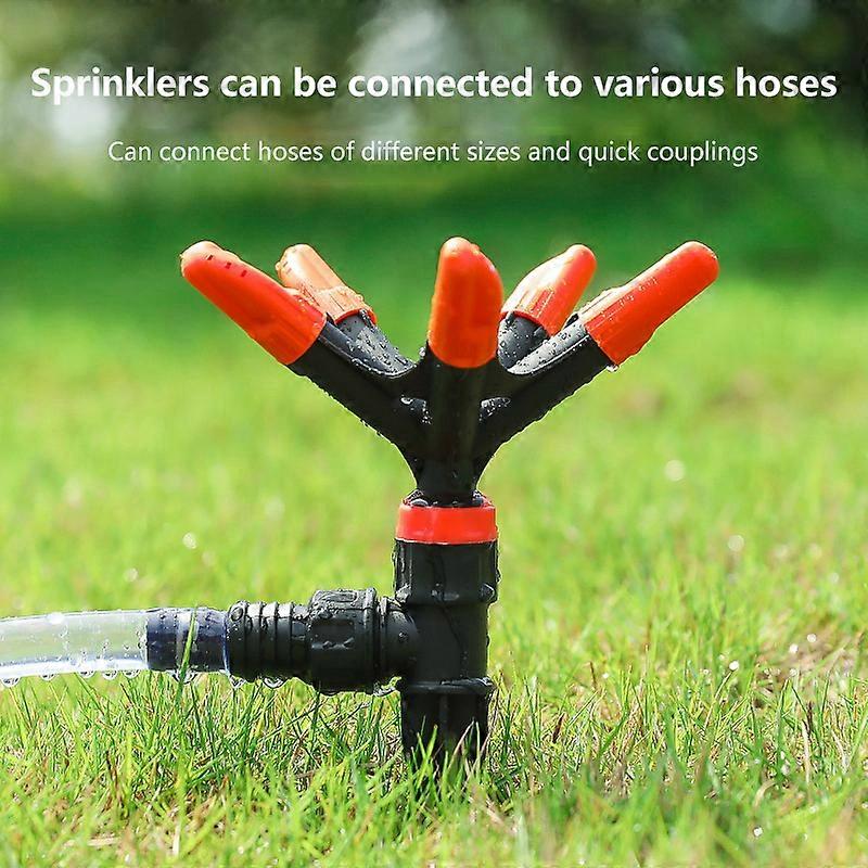5-Way 360 Degree Rotating Nozzle Automatic Sprinkler For Watering Flowers Vegetables Garden Lawn Irrigation Ground Sprayer
