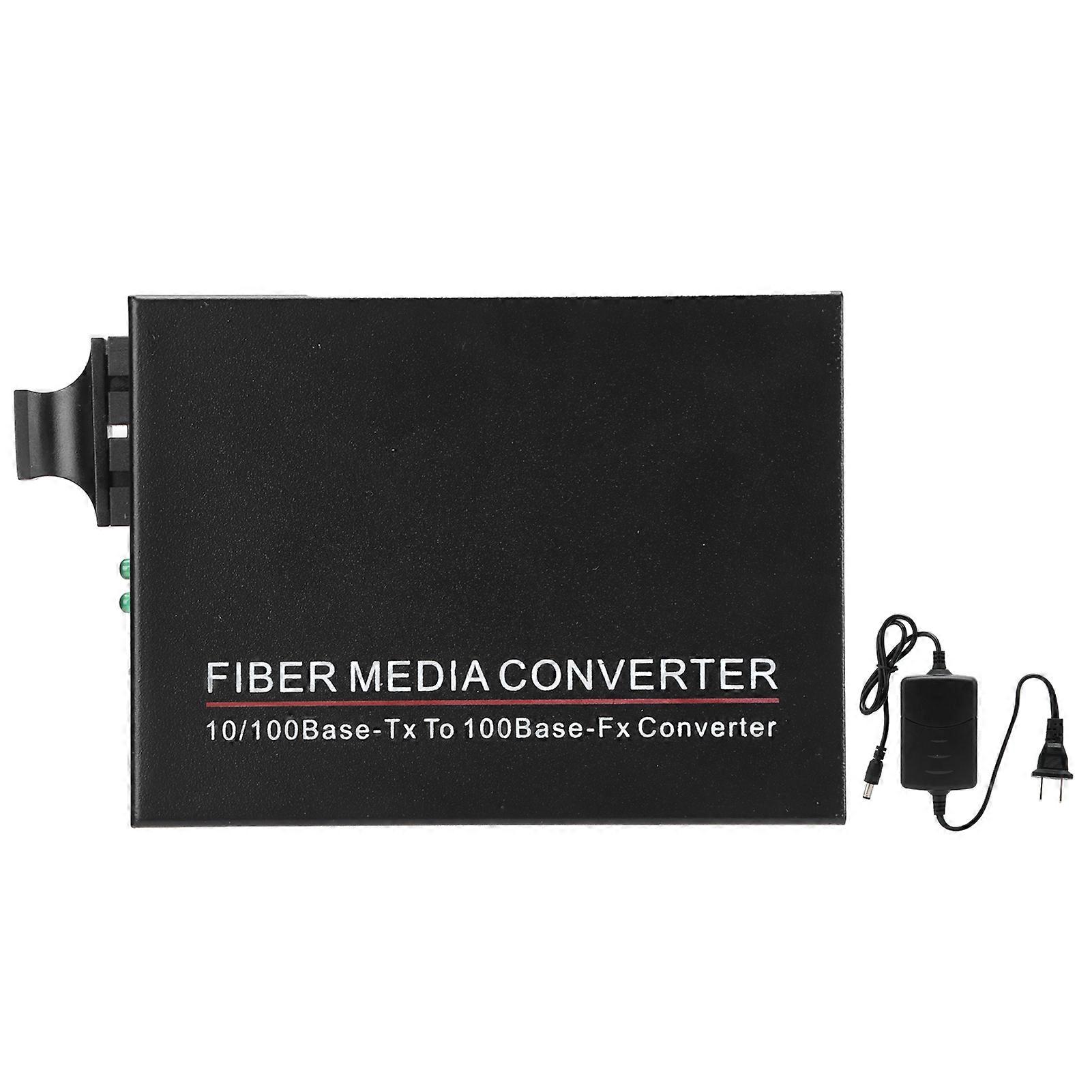 Fiber Optic Transceiver TBC‑MC3302ED20 100M Single‑Mode Double‑Fiber 20km / SC / 1310nm Media Converter 100‑240VUS Plug