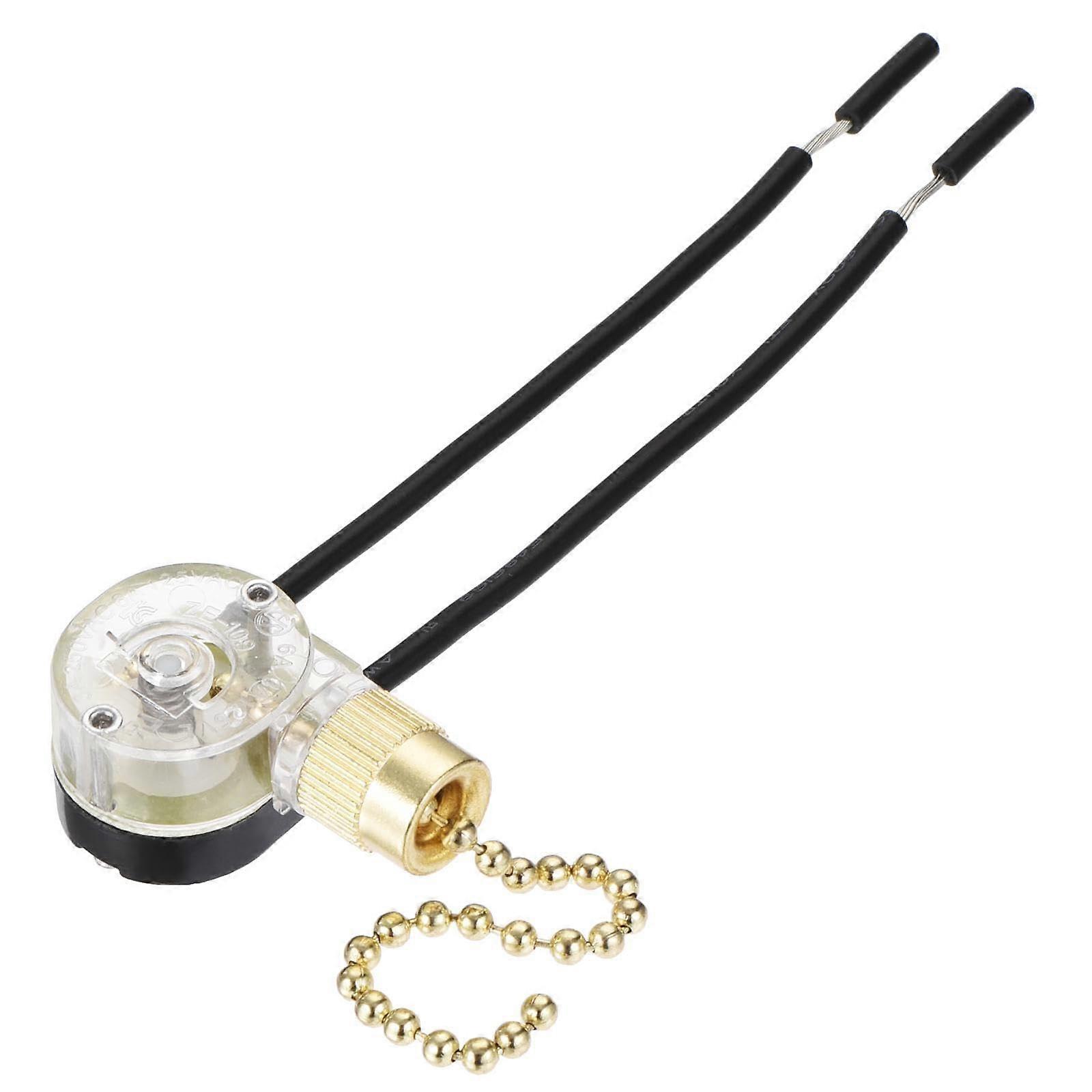 Home and Garden Parts Pull Chain Switch OnOff ZE109 for Ceiling Fan Lamp Light Clear Golden CN/251024/19085