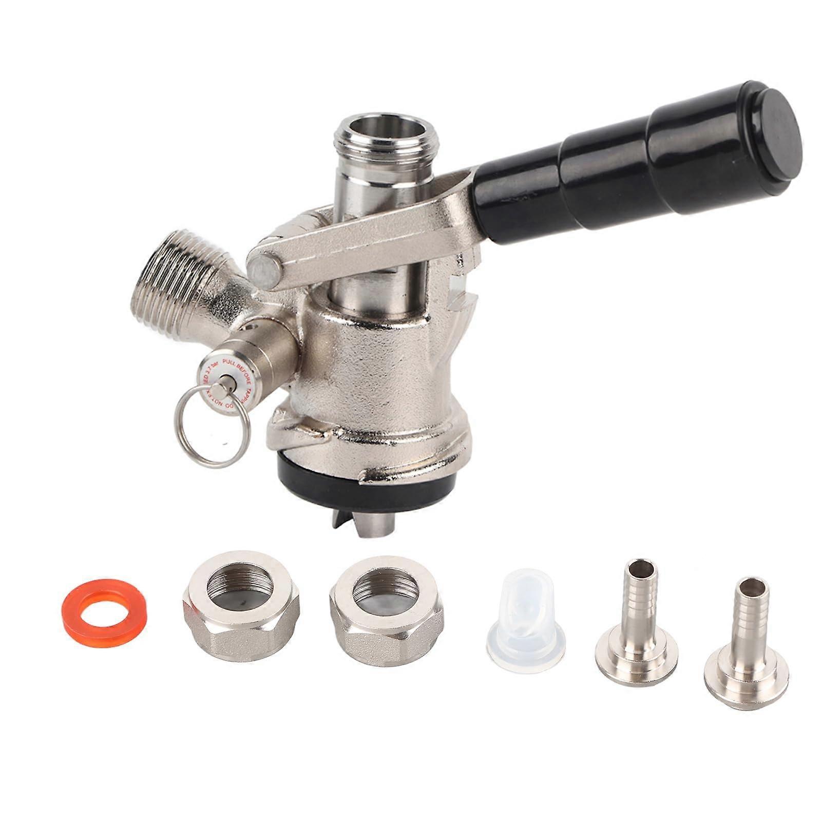 S Type Draft Keg Coupler Dispenser with Integrated Pressure Relief System and Ergonomic Handle for Home Brew Enthusiasts