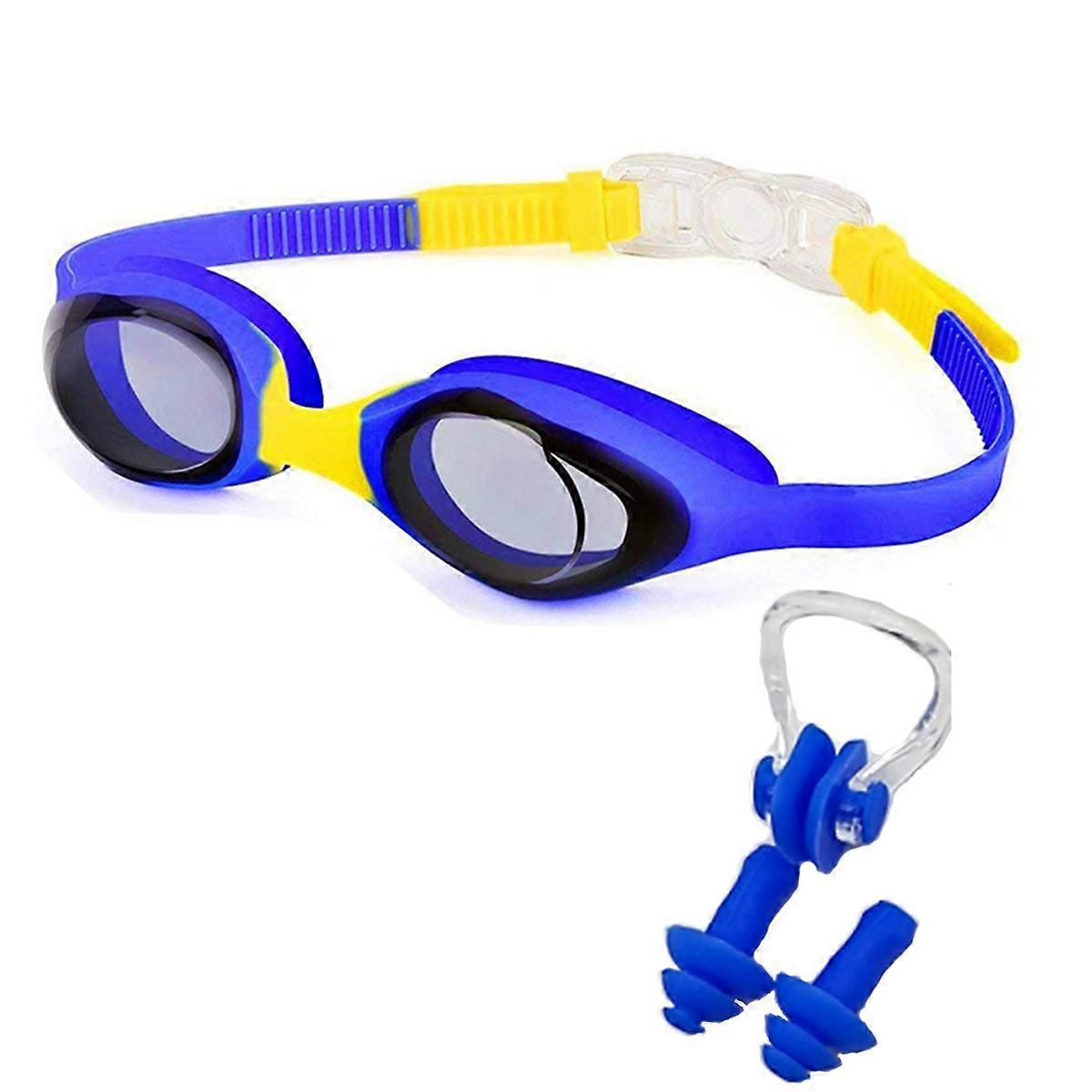 Óculos de natação com alça de silicone ajustável com estojo de óculos, antiembaçante, à prova d'água, à prova de vazamentos, à prova de UV