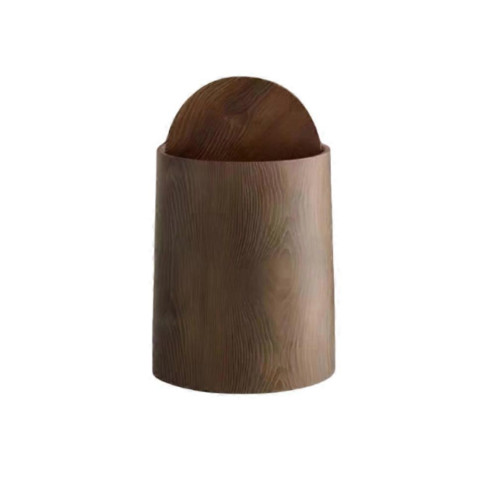 Wood Grain Bathroom Garbage Can with Swing Top Lid Large Capacity Rotating