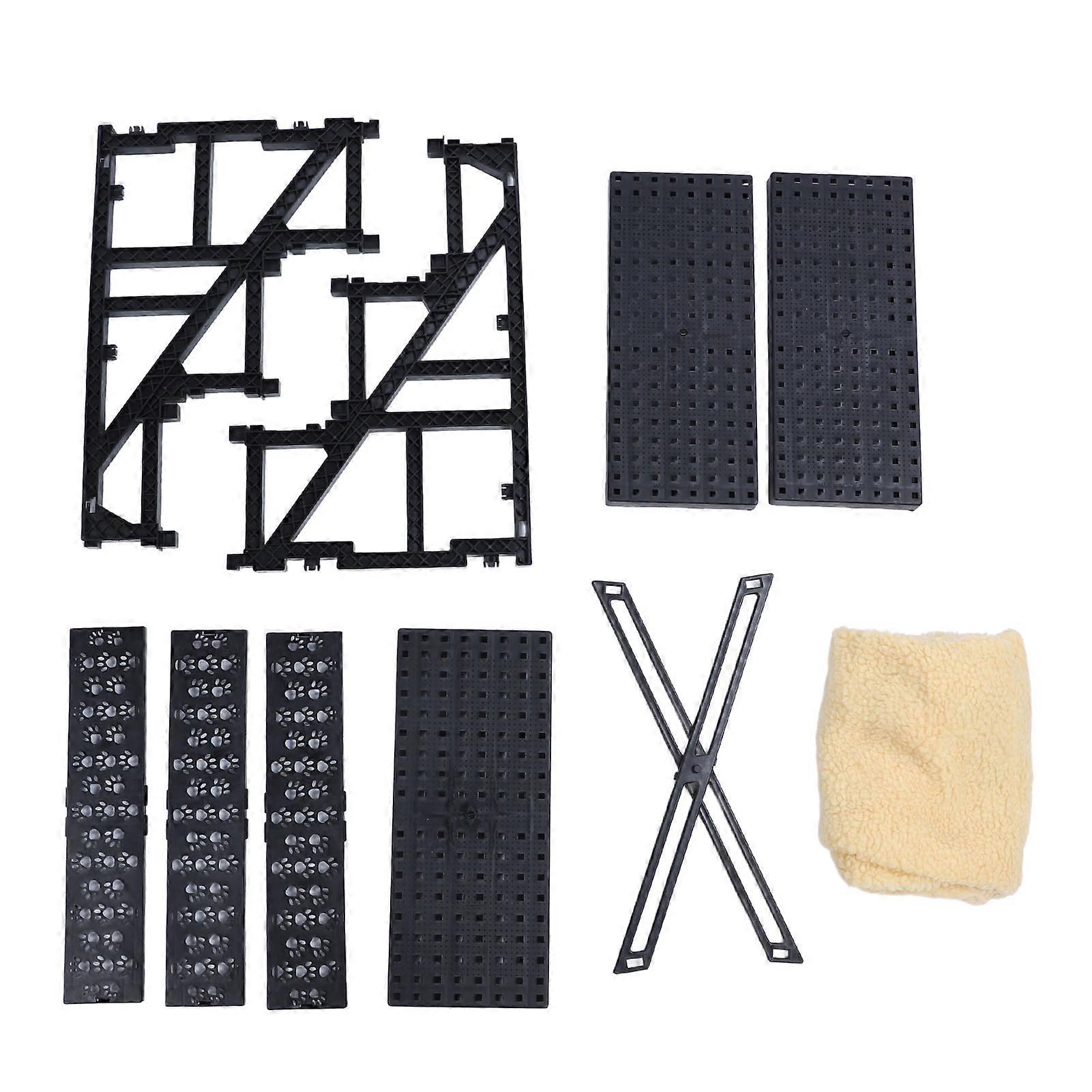 Dog Ramp Steps Easy to Assemble Anti Slip Strong Friction Plastic Soft Fabric Portable for Beds Sofas Chairs
