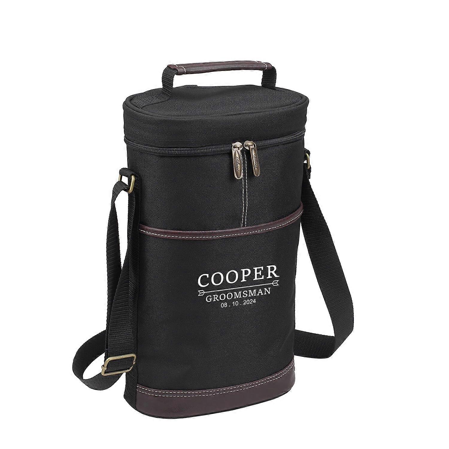 Insulated 2 Bottle Travel Tote with Corkscrew Shoulder Strap Designed Assembled in The