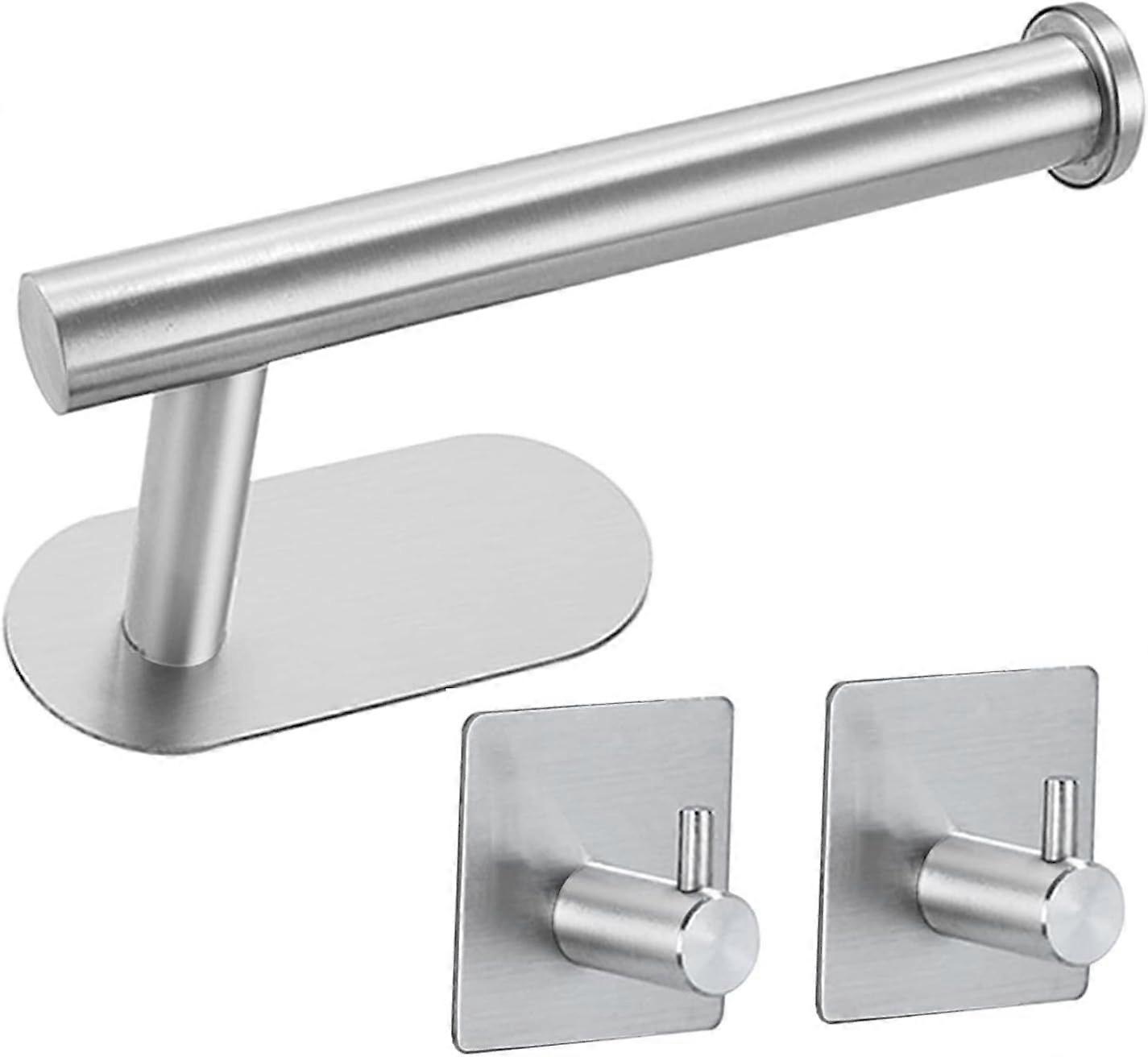 Set di 3 Porta Asciugamani per Carta Iigienica - Senza Foratura - Acciaio Inox - Ideal - Argento