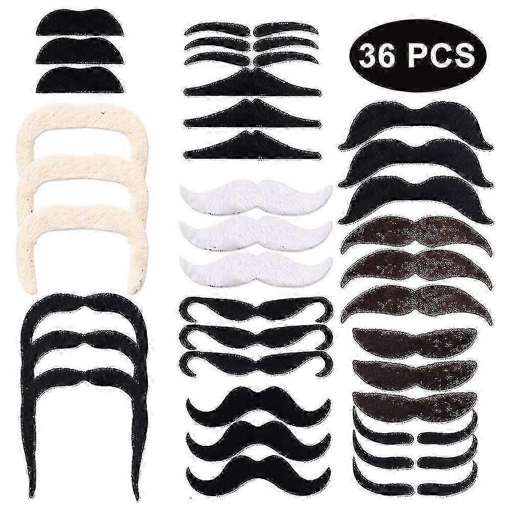 Selbstklebende falsche Bärte und Schnurrbärte für Kostümpartys - 16 Styles, wiederverwendbar, Erwachsene & Kinder