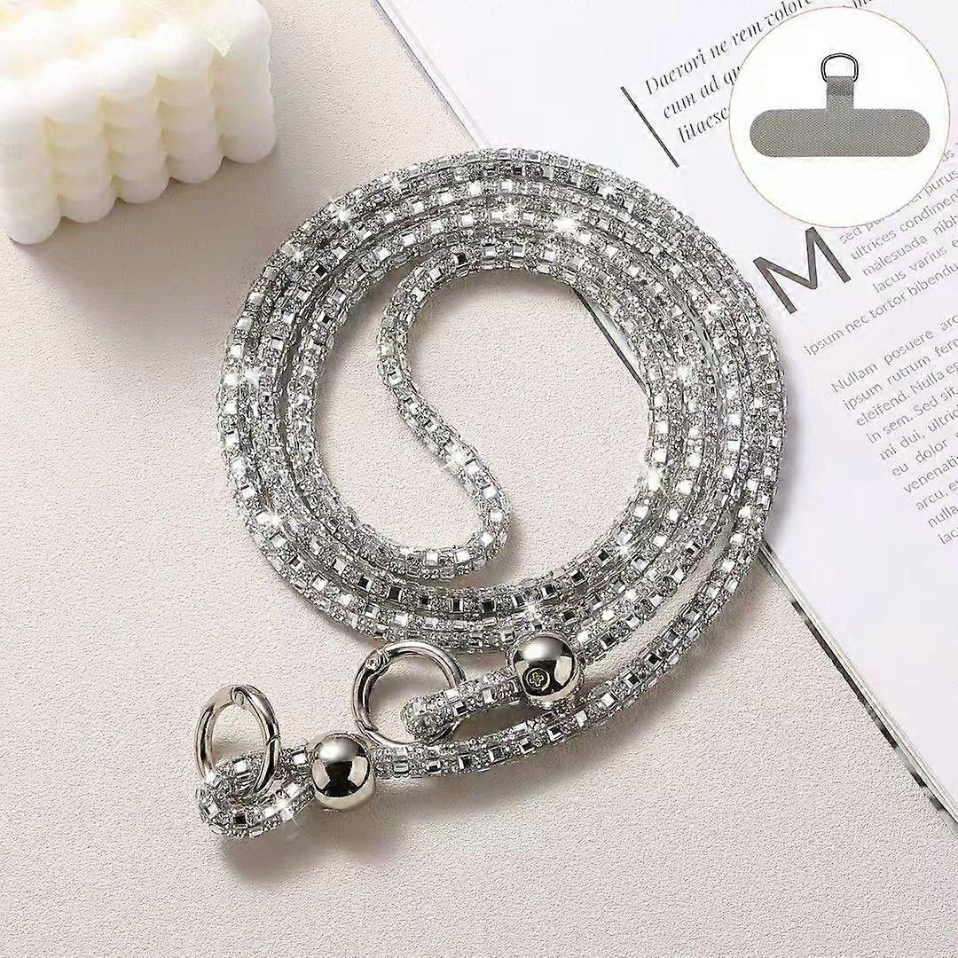 Crystal Beaded Phone Lanyard Crossbody Strap with Tether Tab for Mobile Devices