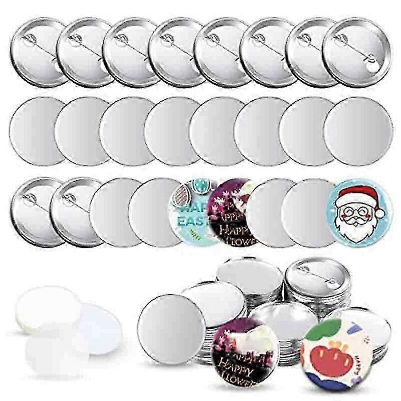 100 Sets Blank Button Making Supplies for Button Maker Machine Round Badge Pin Button Parts, 58mm/2.