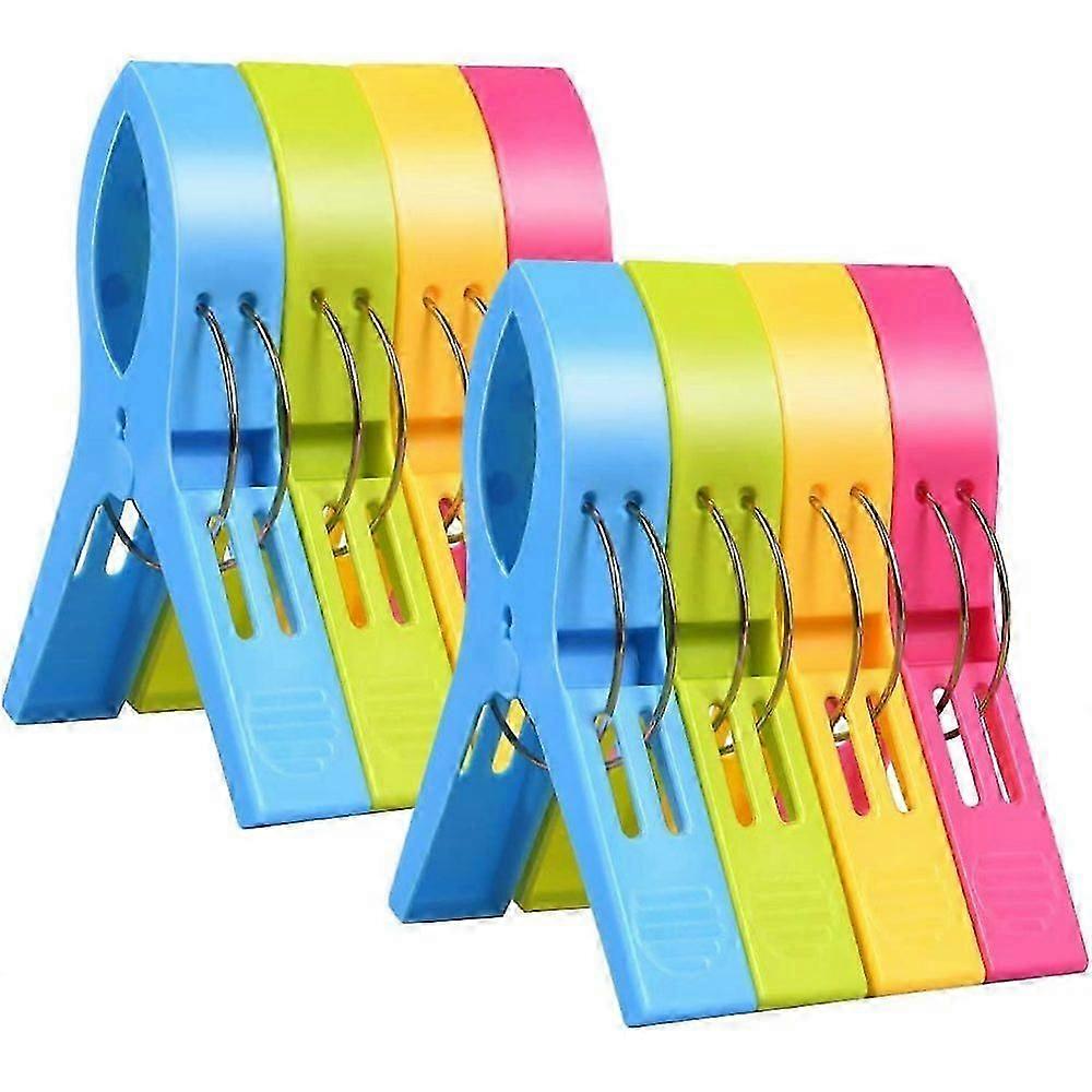 Beach Essentials: Durable Heavy Duty Towel Clips, Strong Grip Non-Slip Design for Beach Chairs, Cruise Must Have 8 Pack in Bright Colors