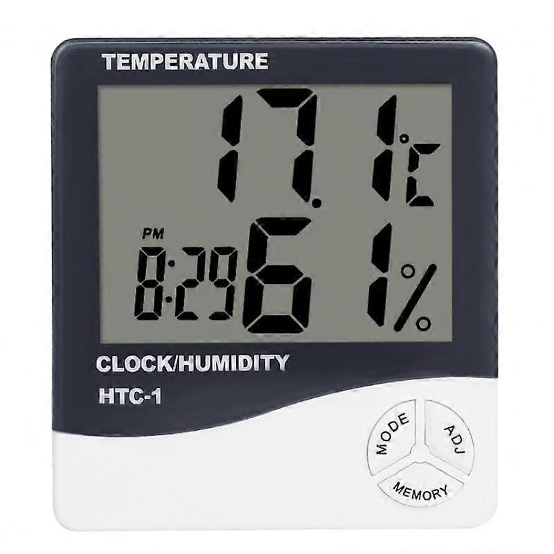 12/ 24 Hours Digital Alarm Clock Temperature Humidity Meter Tabletop Travel