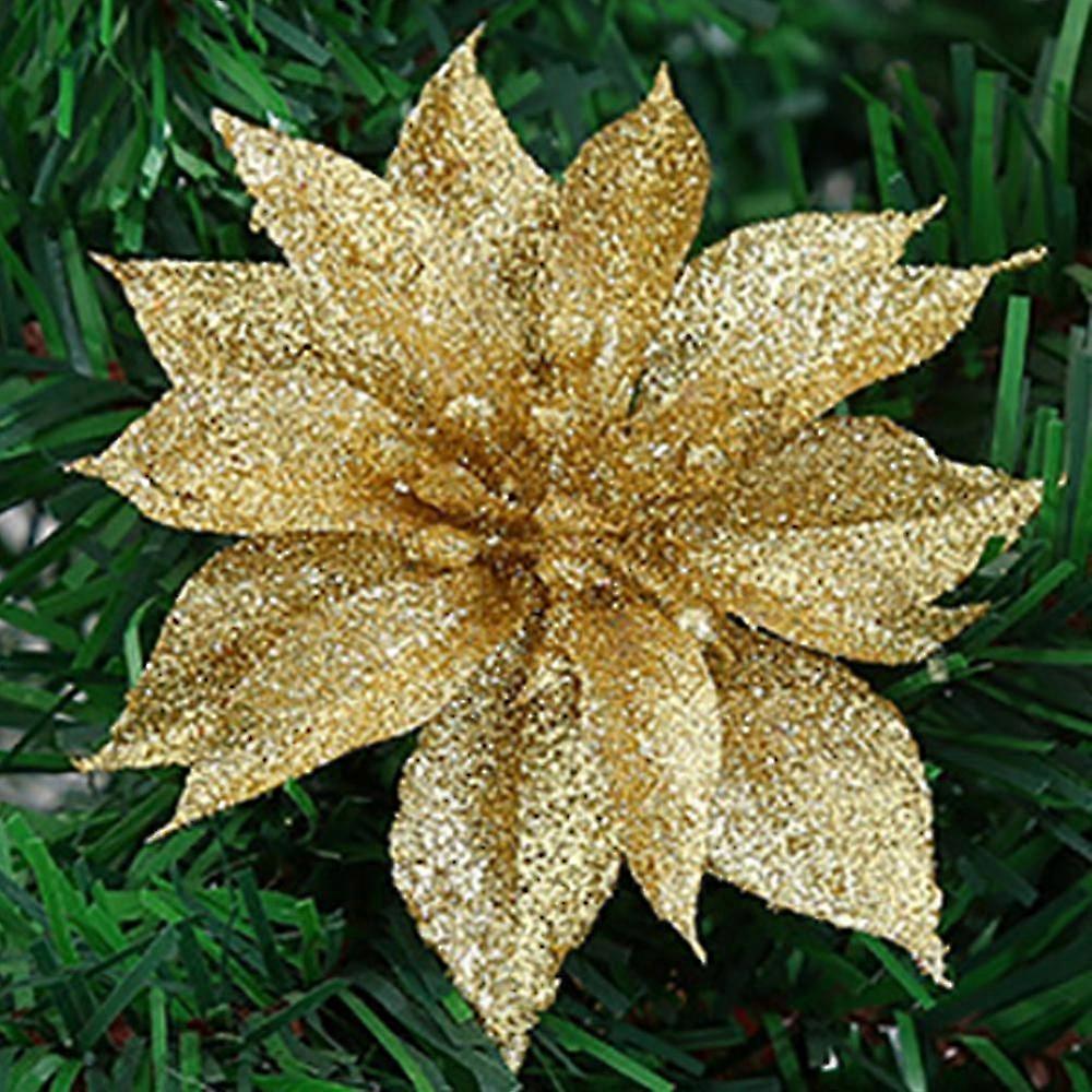 1/10 stycken glitter blomma julgran prydnader, hem fest dekorationer