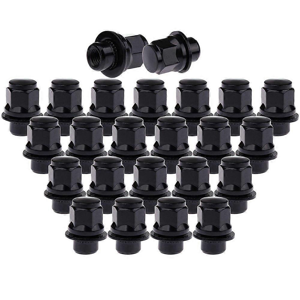 M12x1.5 Wheel Lug Nuts 24Pcs 12x1.5 Black Spline Bulge Acorn Drive Close End Socket