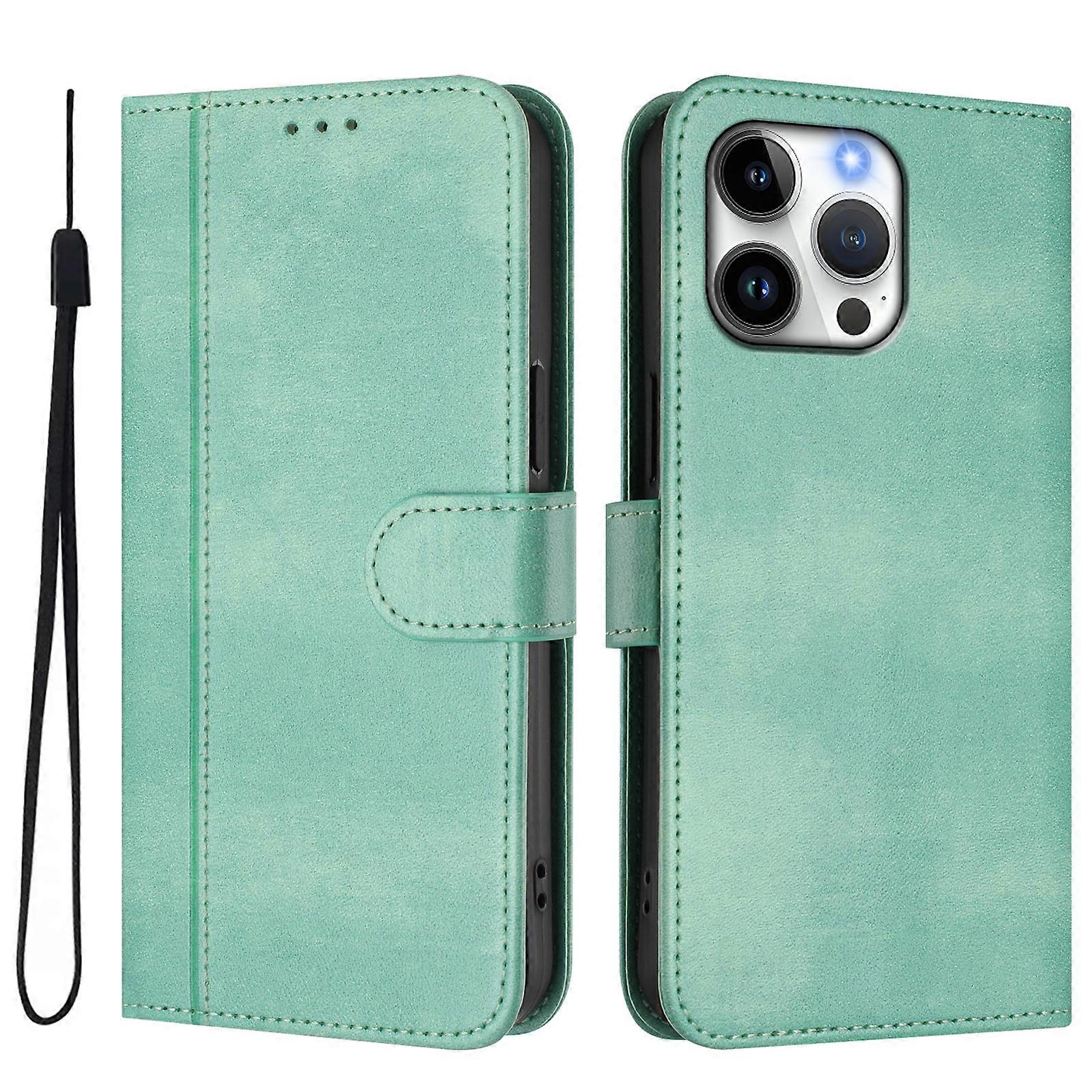 Compatible For iPhone 16 Pro Max Cases Wallet Stand Retro Texture Leather Phone Cover with Lanyard