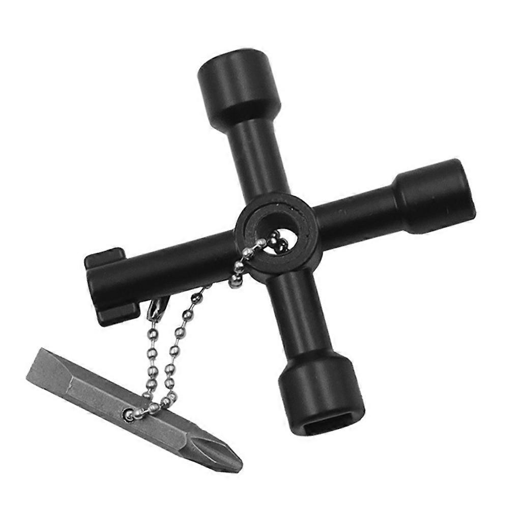 Electric Cabinet Keys Gas Meter Keys Utility 4-Way Keys with Screwdriver Bit Electric Cupboard Cabinet Opening Use