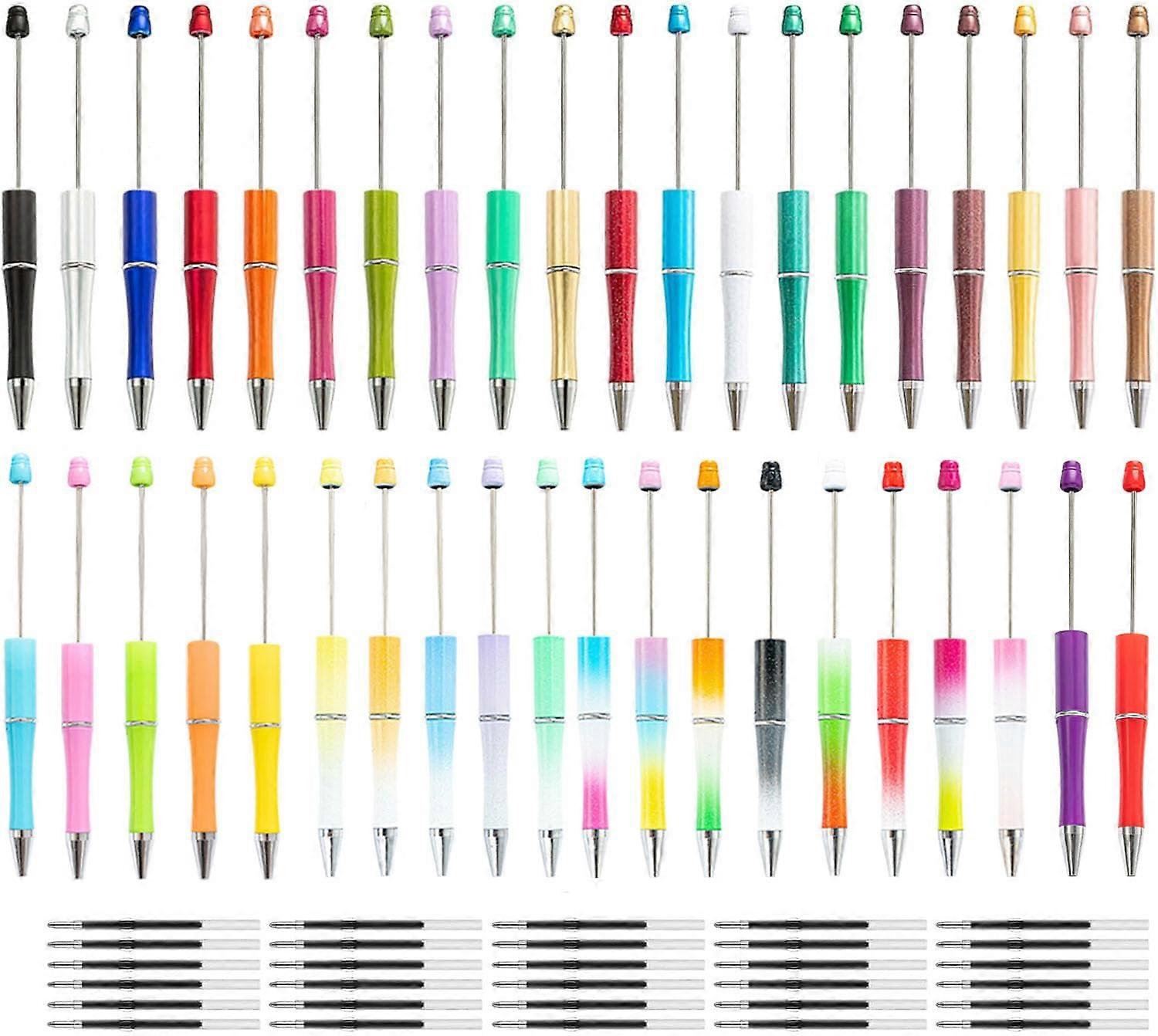 40Pcs Beadable Pens Set with Refills, Plastic DIY Craft Pens for Customizing and Personalizing Projects