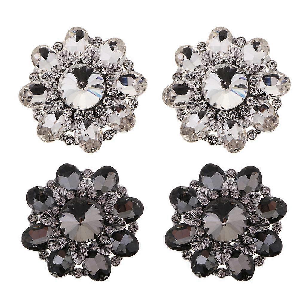 4pcs Sparkly 4.6cm Alloy Rhinestone Shank Button Decorative Button