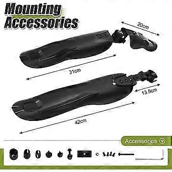 Bike Mudguard, 3-Part Universal Thicken & Widen Bicycle Mudguards Set, Full Cover Mountain Bike Front & Rear Mud Guards