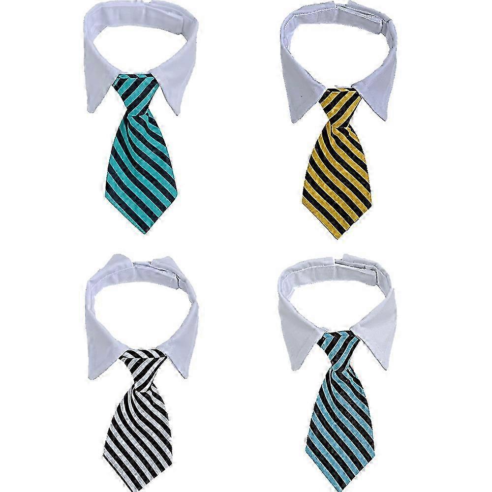 Adjustable Bowtie Collars for Cats and Dogs - 4 Piece Pet Grooming Accessory Set