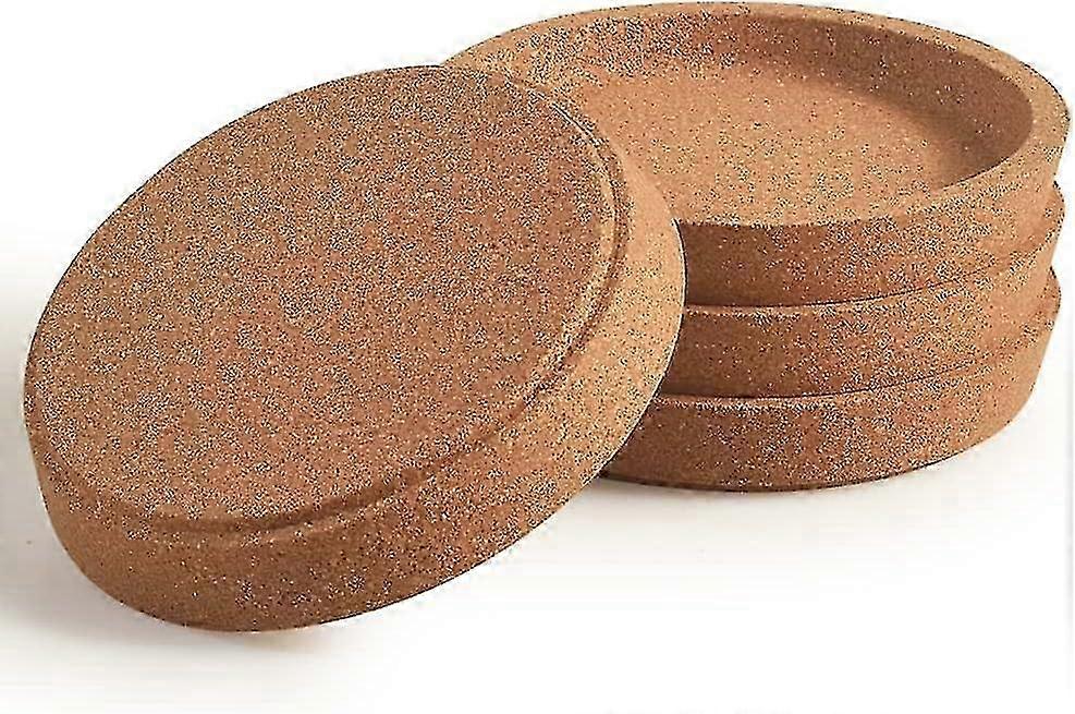 Thick Cork Coasters with Raised Rim, Reusable Absorbent Cup Mats, Stackable, 4-Pack