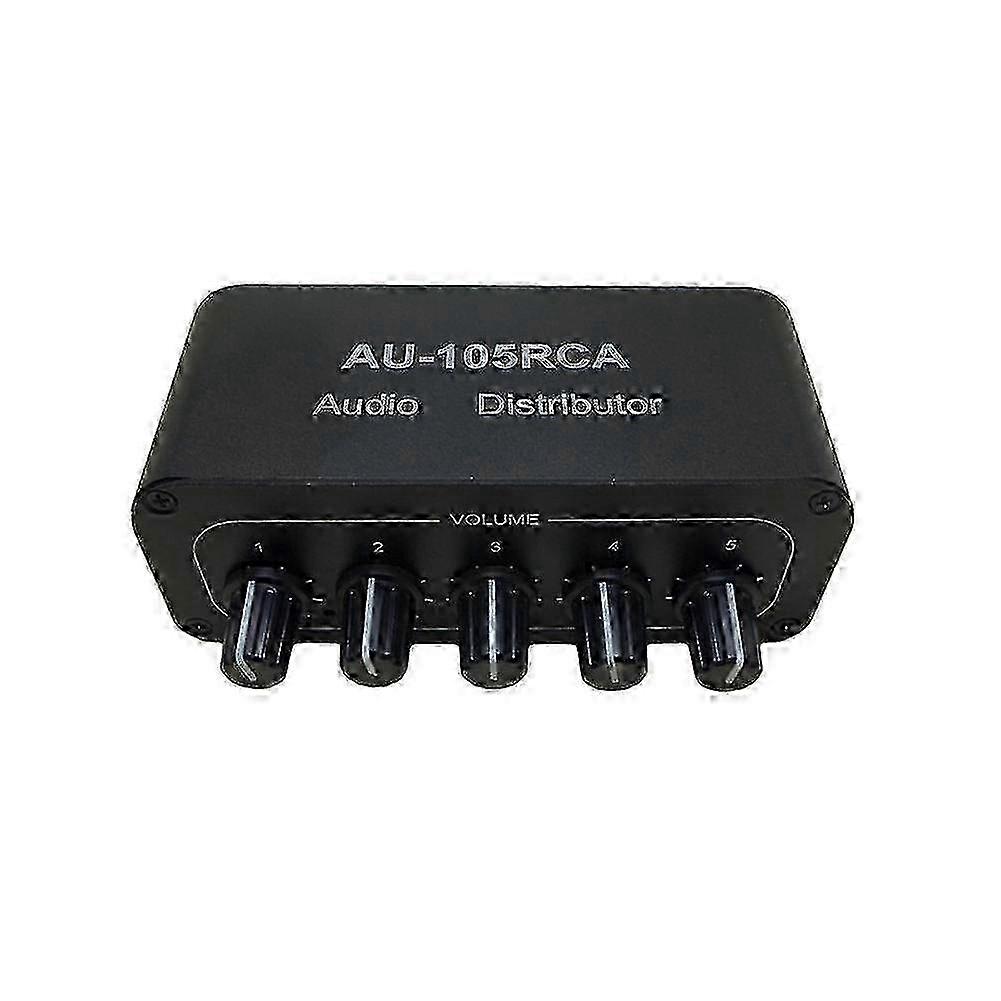 5 Output Audio Splitter with RCA Interface for Speaker and Subwoofer Connection hwy