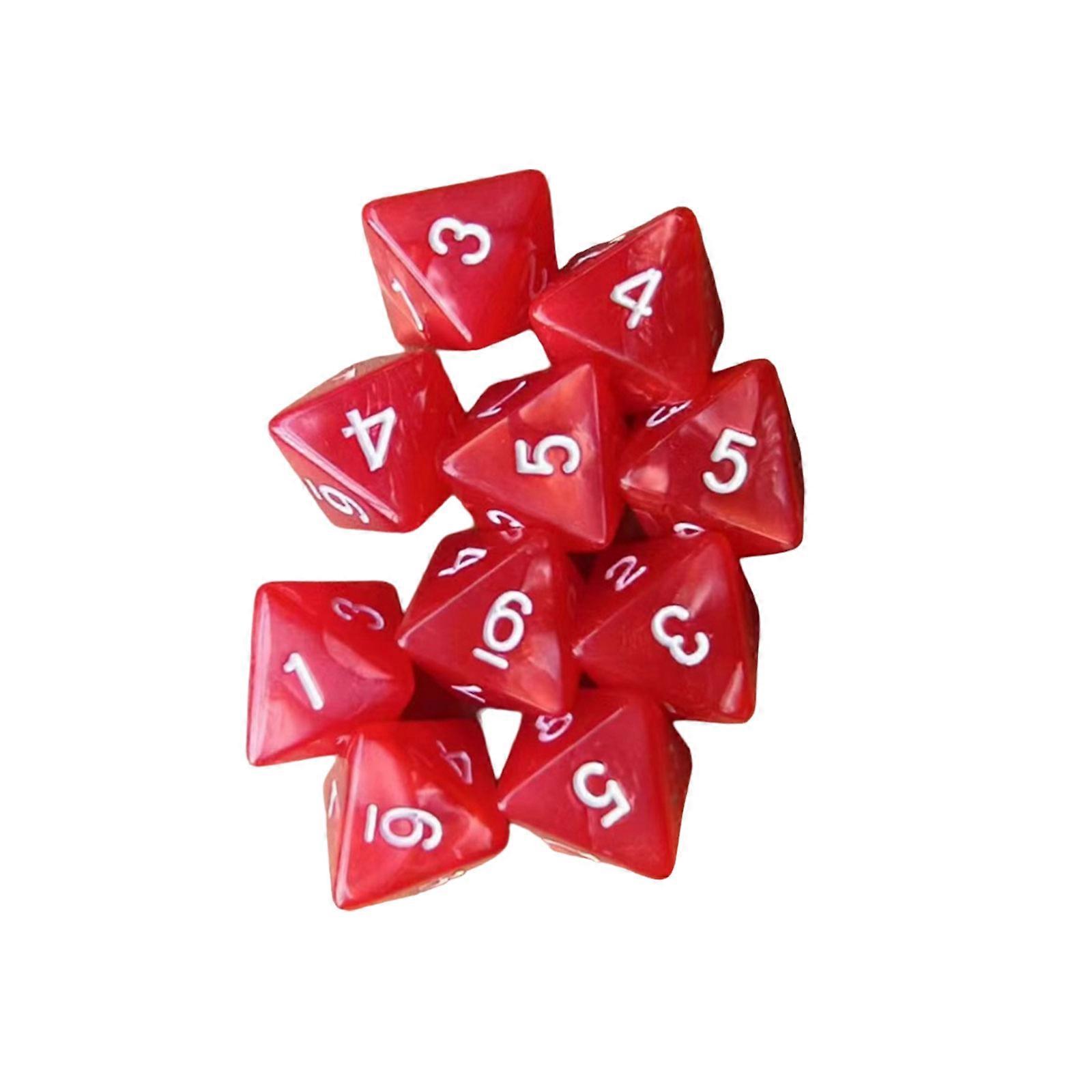 10Pcs Polyhedral Dices Acrylic 8-Sided Marble Pattern Dices Role Playing Game Dices for Table Player Easy to Use Red