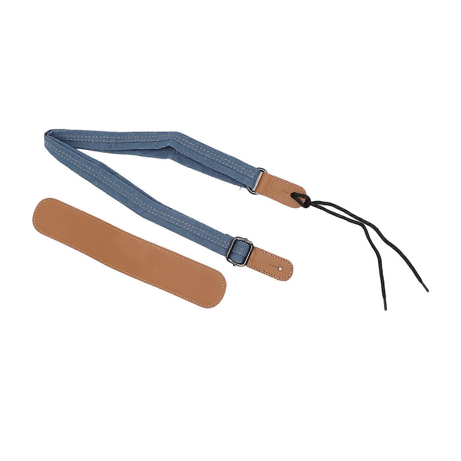 Denim Leather Ukulele Strap Adjustable 72-128cm Cross Shoulder Pad