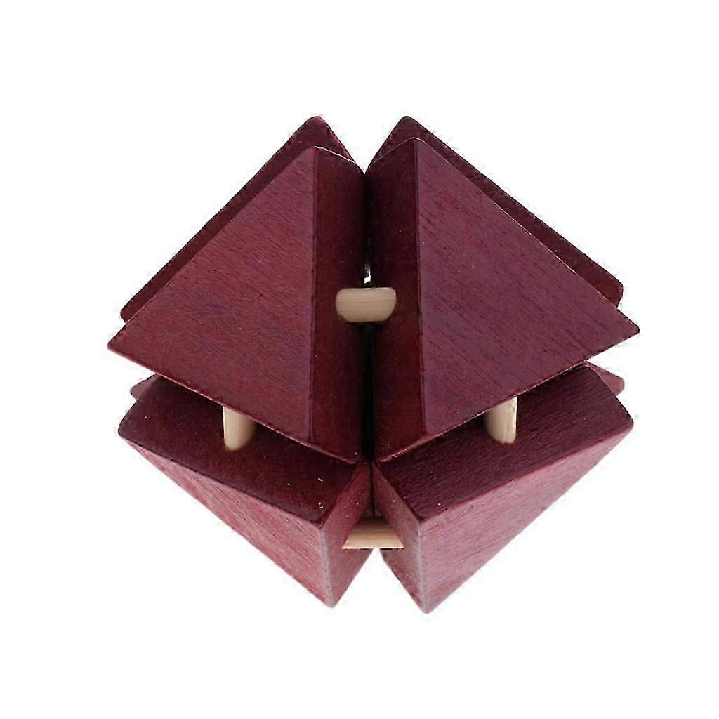 8 Pieces Triangles Blocks Wooden Kong Ming Lock Brain Teaser Game  Toy