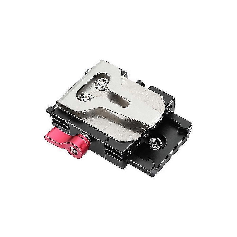 Standard Quick Release Clamp Base And Baseplate Compatible With Certain Brands, Featuring 1/4 3/8 Mounting Studs & Convenient Belt Clip