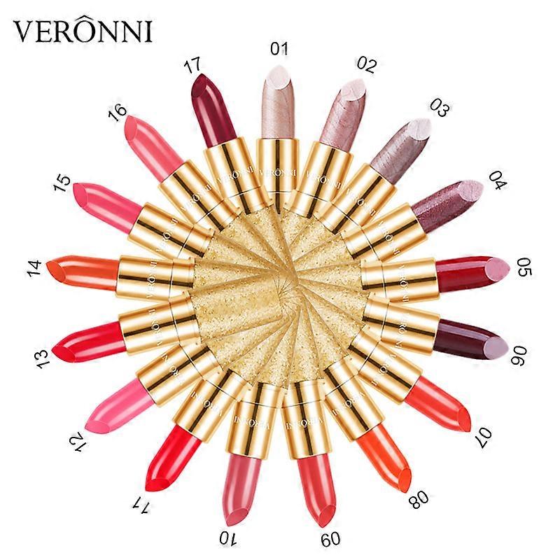 Gold tube lipstick moisturizing velvet matte lipstick bullet lipstick set of 17 colors Women