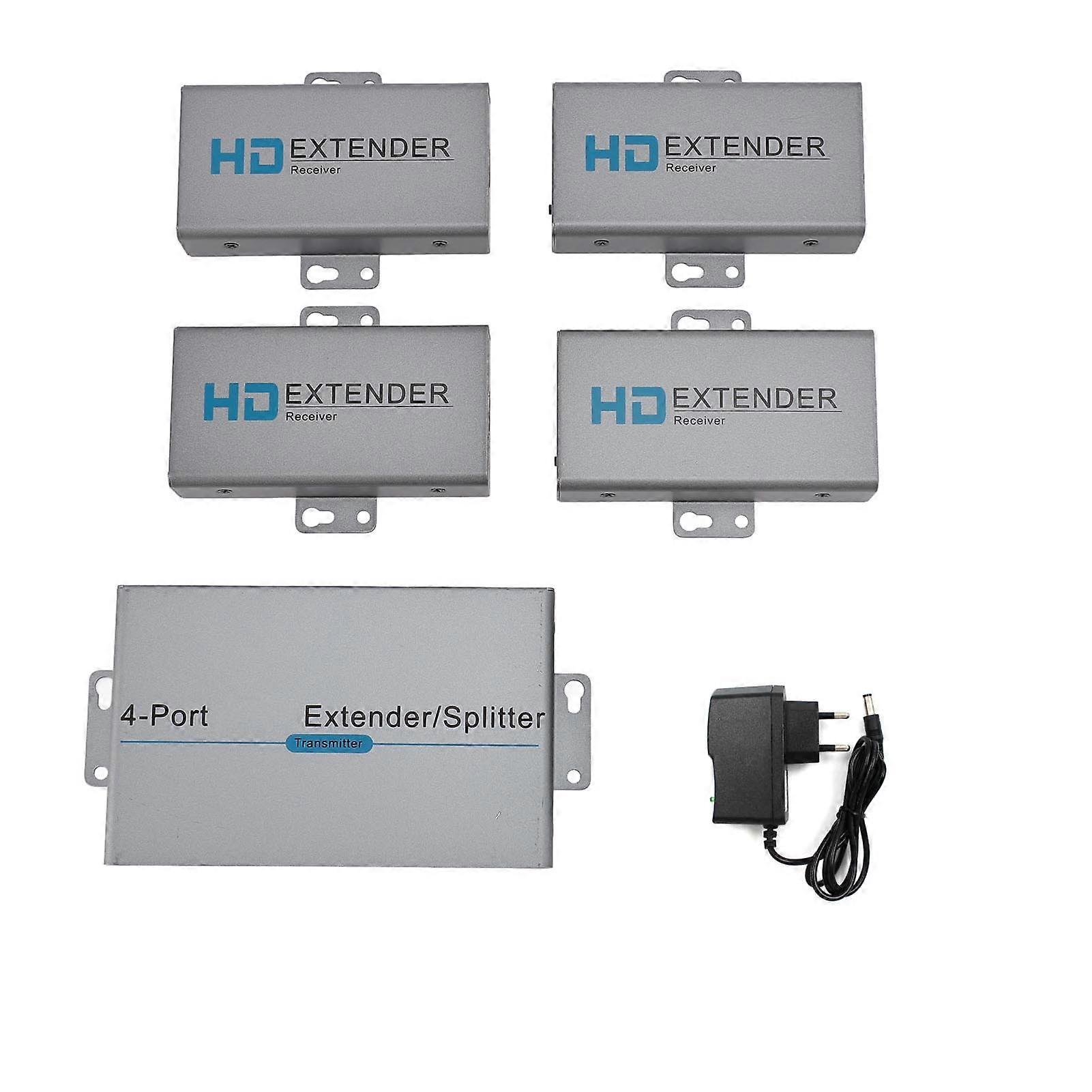 1080P HD Multimedia Interface Extender Splitter 1x4, 164ft CAT5e/6, 3D, EU Plug