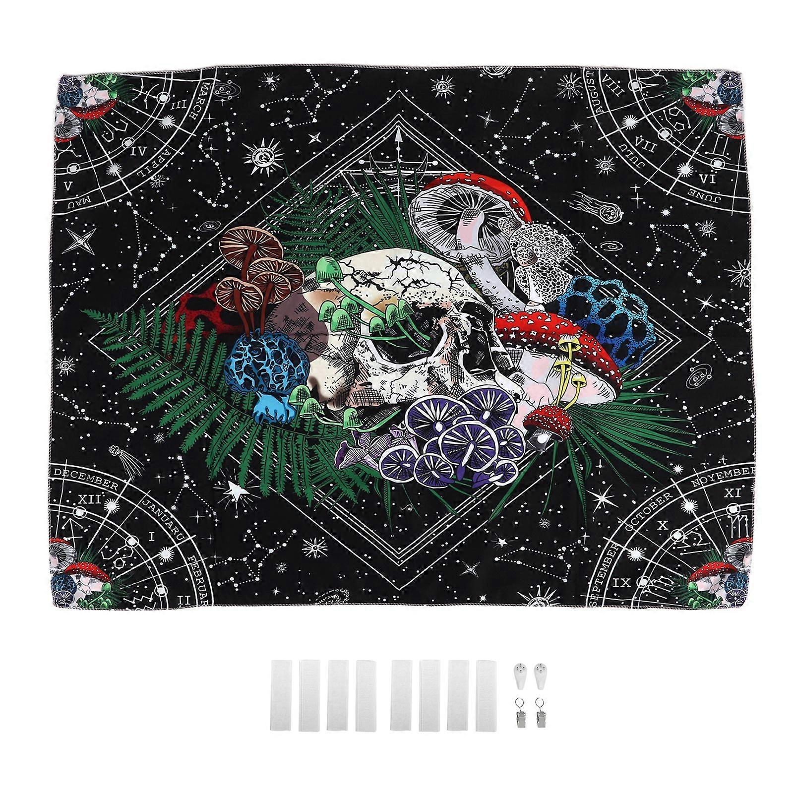 2025 Latest Model Decorative Tapestry Colorful Mushroom Skull Pattern Soft