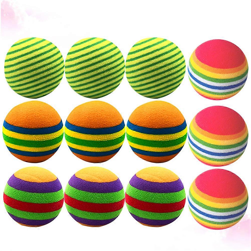 12pcs EVA Pet Play Balls with Stripe Design, Colorful Lightweight Training Balls for Indoor Cats and Kids Practice Foam Toys