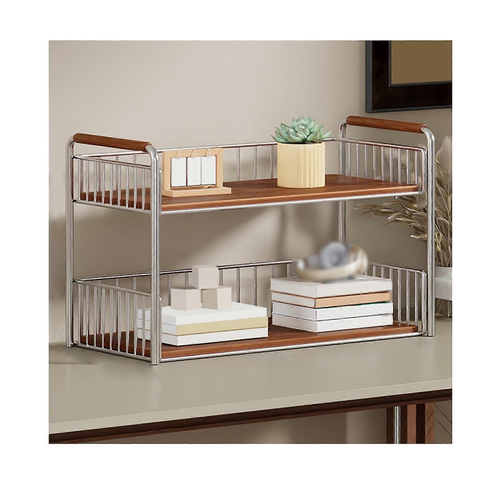 storage shelf, stainless steel bracket, stable hold (401626cm) brown