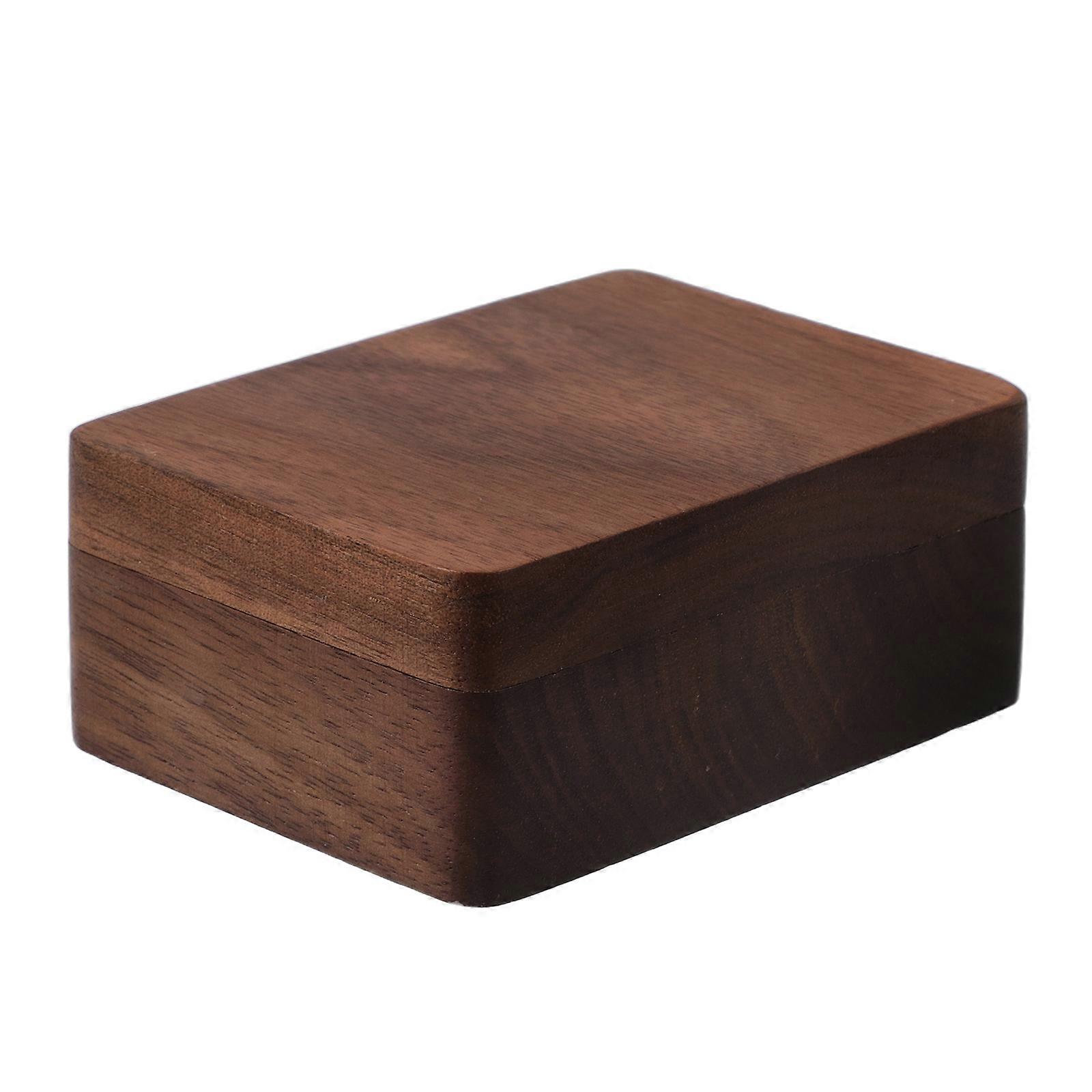 Portable Cufflinks Storage Box Black Walnut Wood For Gentlemen Daily Use Rectangular Shape 8.40X6.50X3.40CM 1Pcs