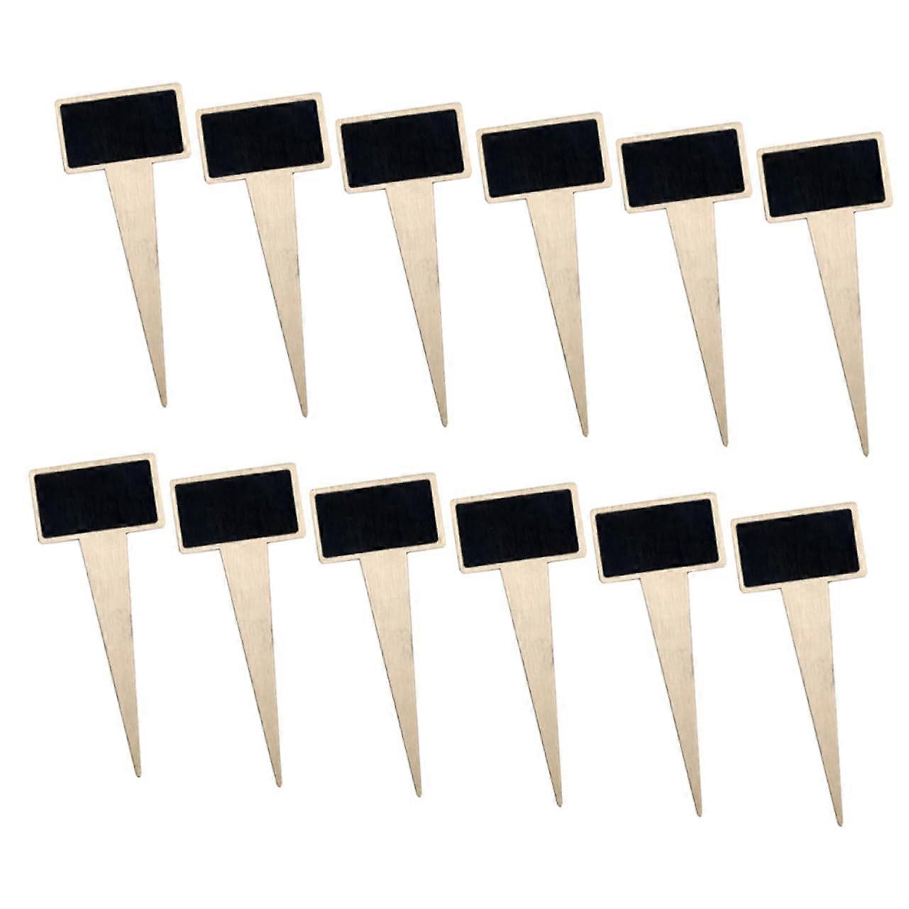 Mini Wooden Board Labels – 12 Pack Small Beige Chalkboard Signs for School, Home Decor, and Message Boards
