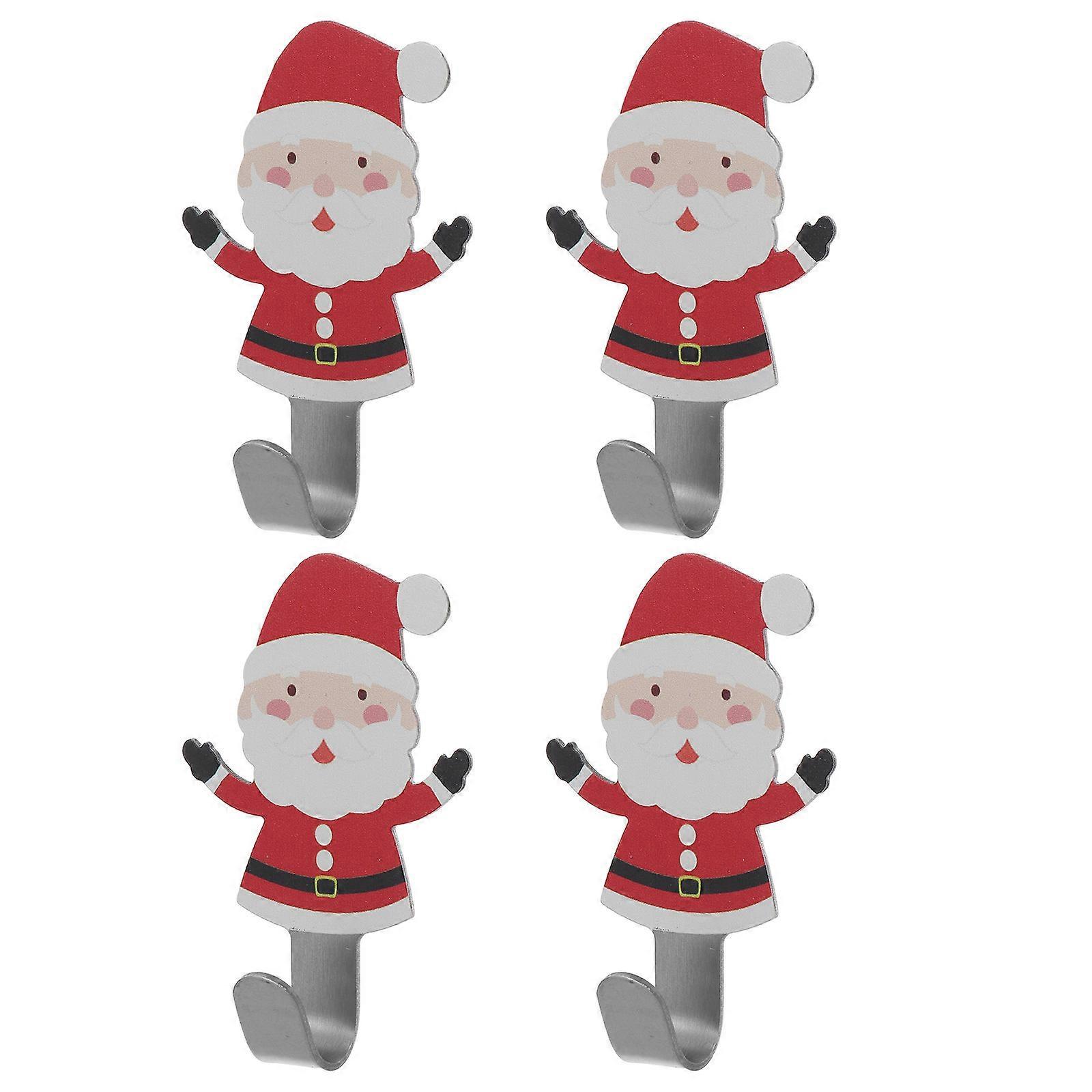 Bathroom Hooks Square Christmas Style Adhesive Shower Hook Home Use Office Use 4Pcs Red 9x5cm
