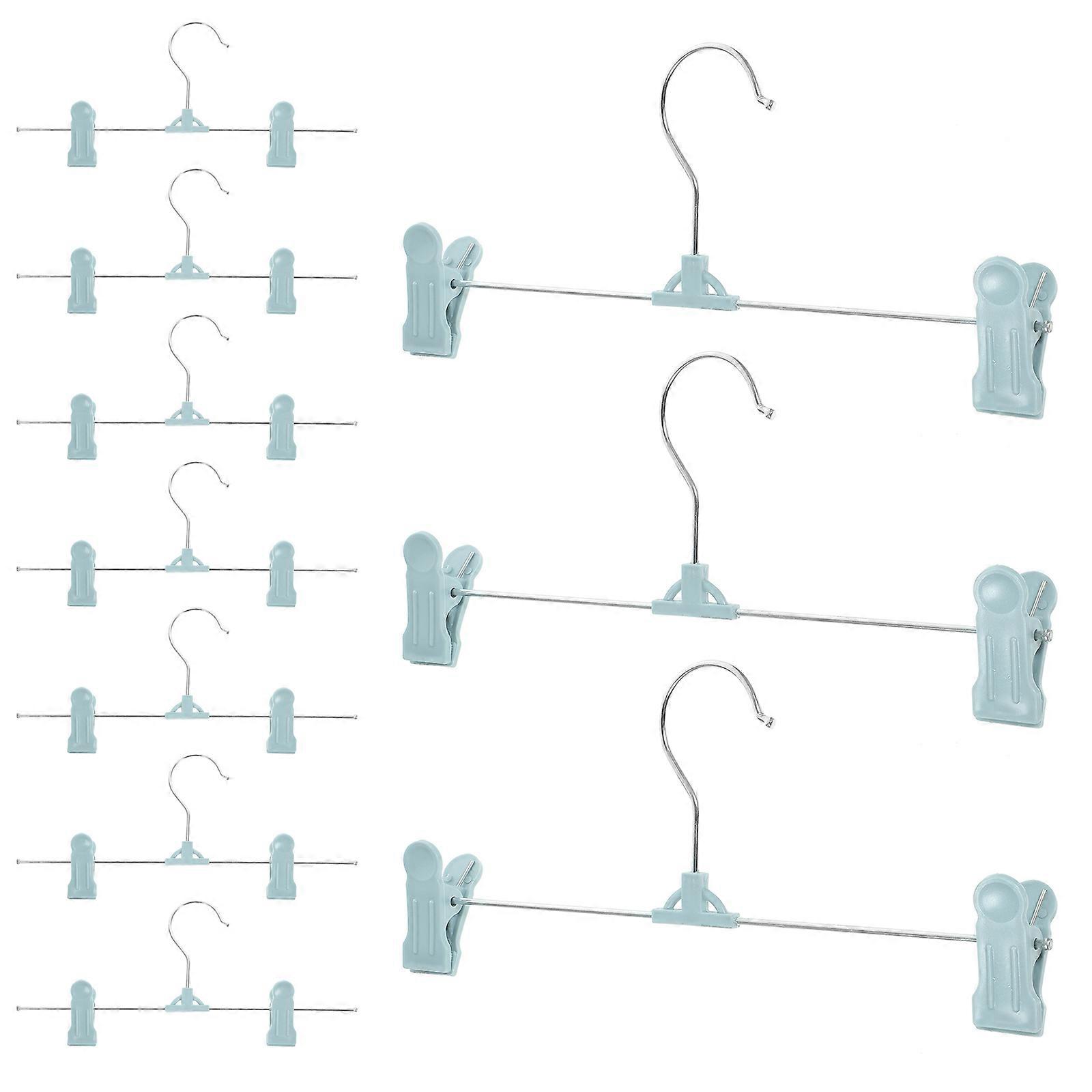 Plastic Adjustable Pants Hangers with Clips – Non Slip Clothes Hangers for Skirts, Scarves, Belts & Ties – Space Saving Wardrobe Organizer – Nordic