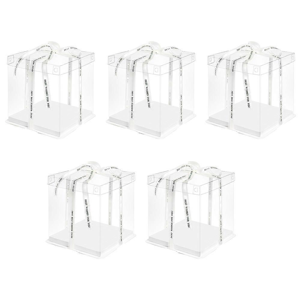 Transparent Cake Wrapping Box Single Layer Food Storage For Christmas 5Pcs