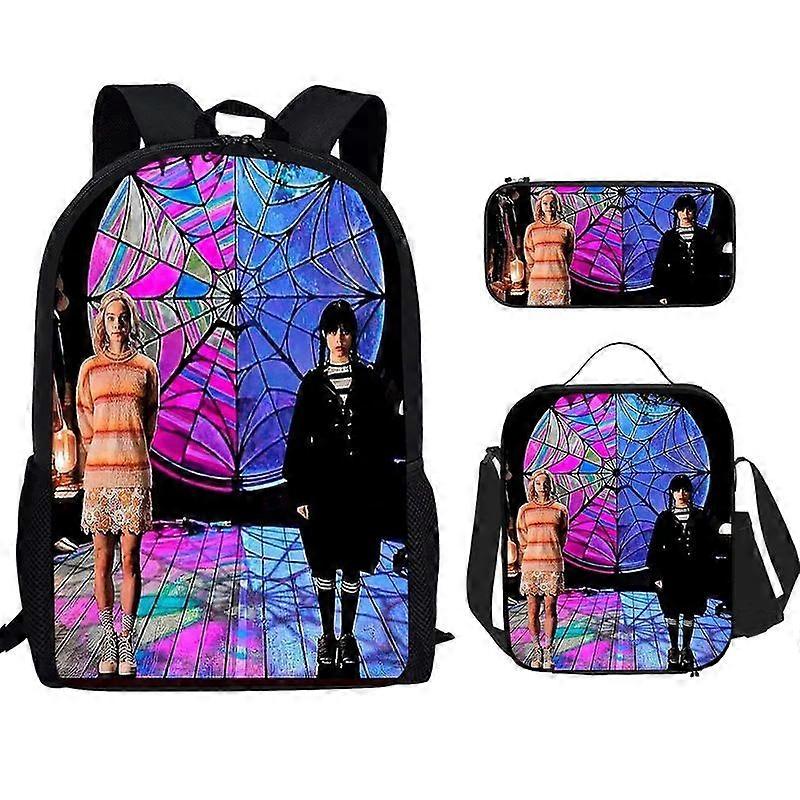 17-inch student backpack set 3D digital printing backpack three-piece set