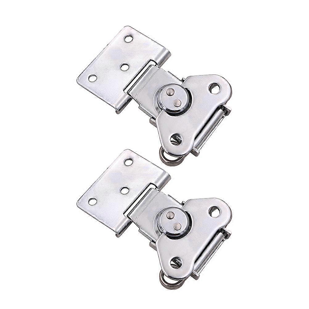 バタフライバックルバネ式ラッチ木箱ジュエリーボックスロック3.5X2.6X0.6inシルバー2セット